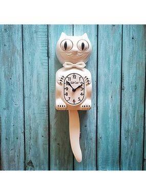 All White Gentleman Kit-Cat Klock w/ white bow tie